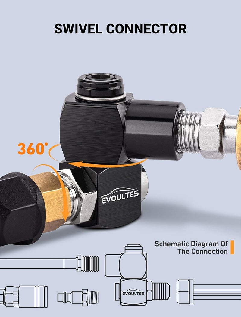 EVOULTES 2-Packs 1/4" NPT 360° Swivel Air Hose Fittings, No Leakage Air Compressor Hose Fittings with 1/4 Inch MNPT Quick Connect, Air Tool Fittings for Air Compressor Attachments - Image 4